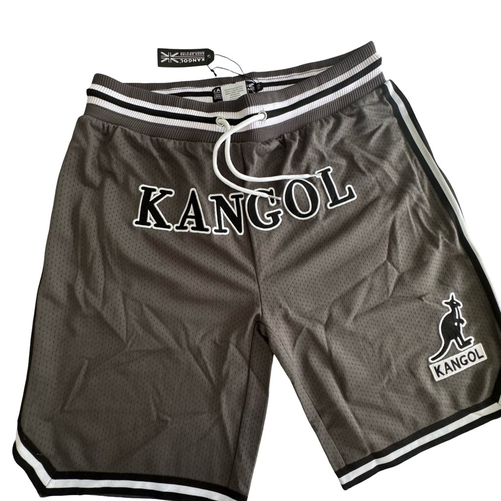 Kangol Dark Gray Logo Mesh Sports Shorts XL Brand New NWT Fashion Lounge Wear